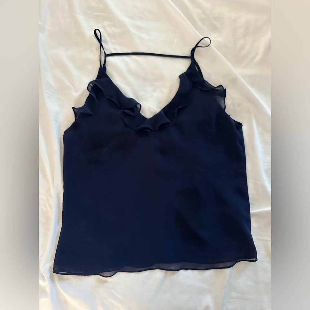 Ruffled low back tank top